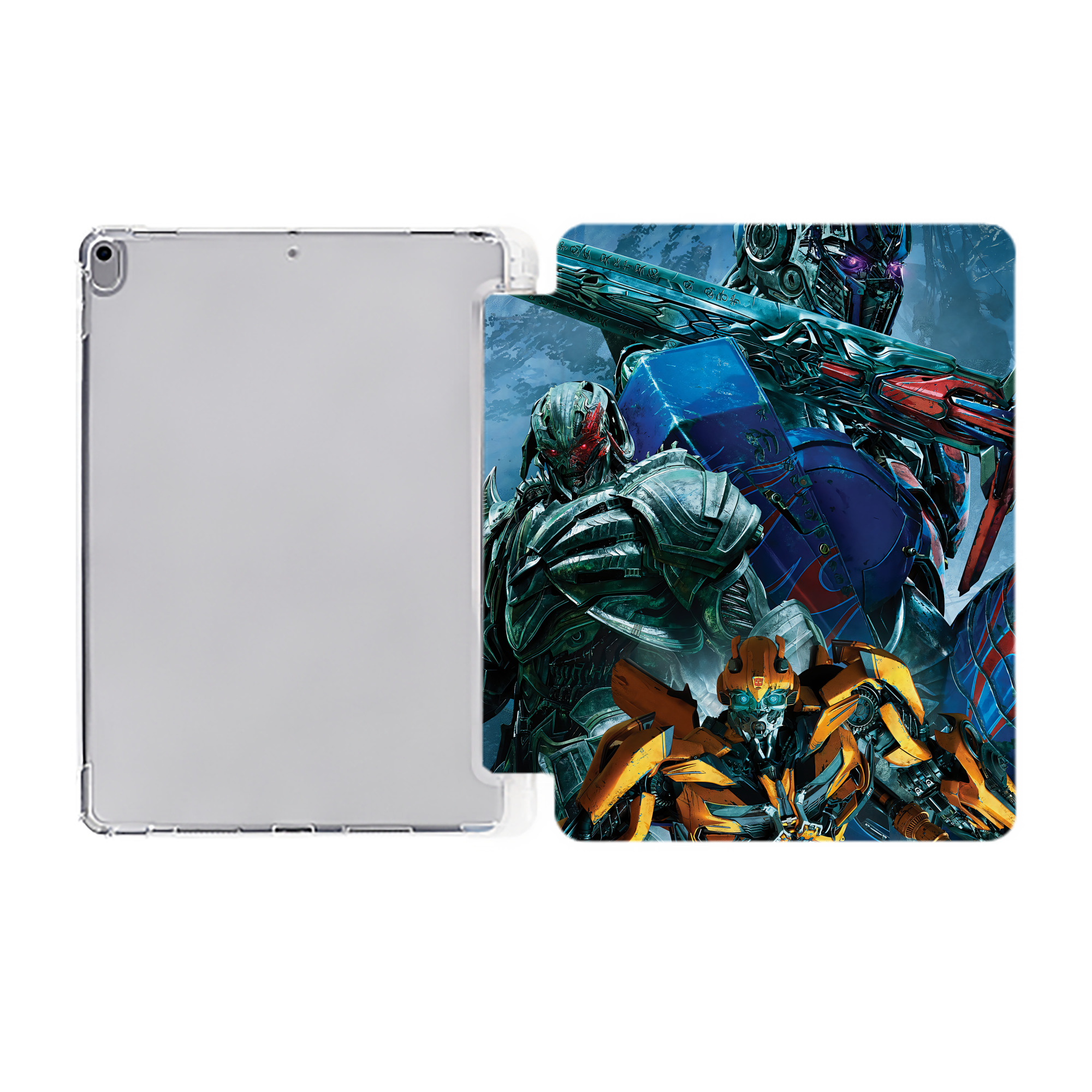 （画像用） Transformers トランスフォーマー IPad ケース ペン収納付き 三つ折りスタンド PUレザー×シリコン 対応機種9.5/10.5/10.9インチ